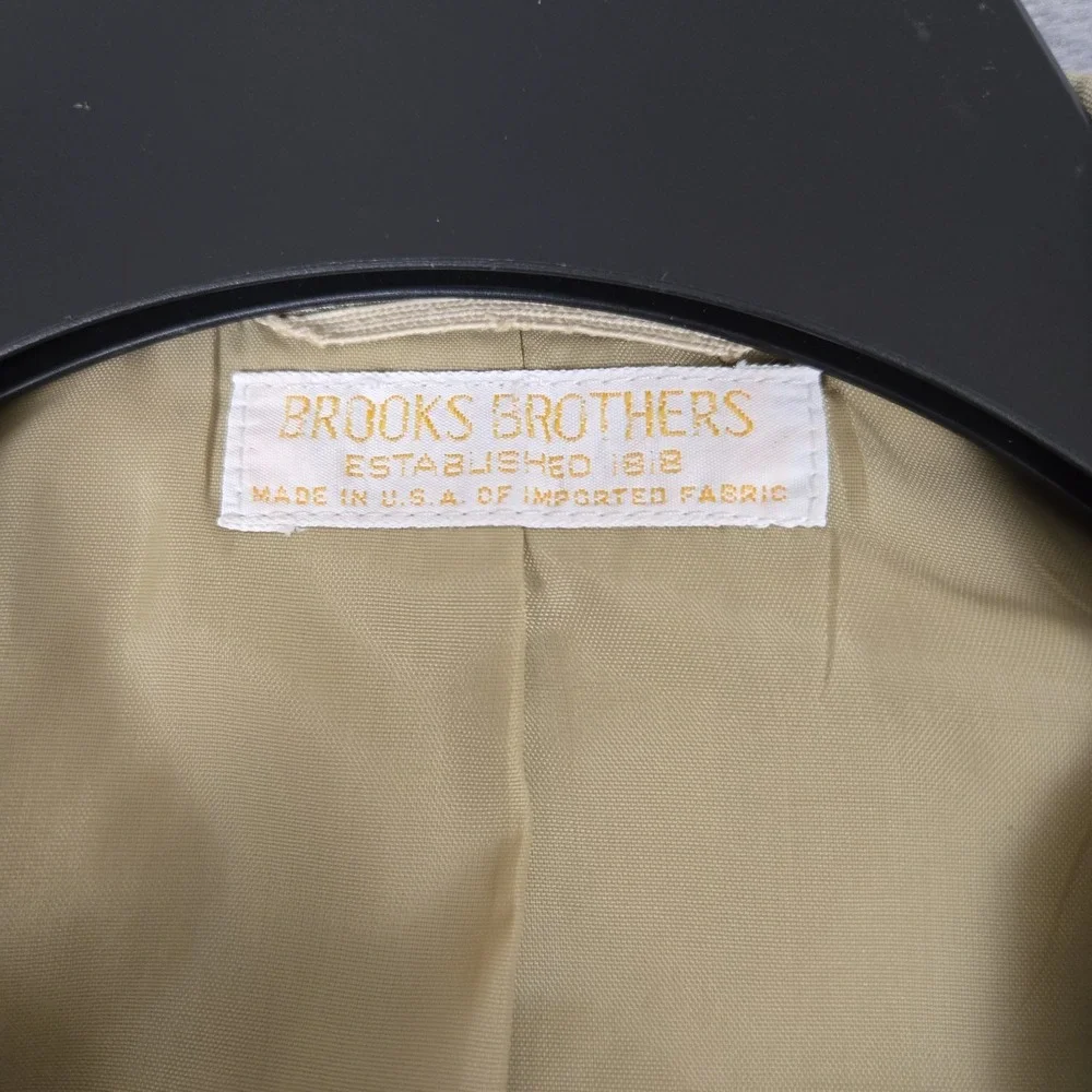 Vtg Brooks Brothers Blazer Mens 43R Summer Cotton Sportcoat Khaki USA Made